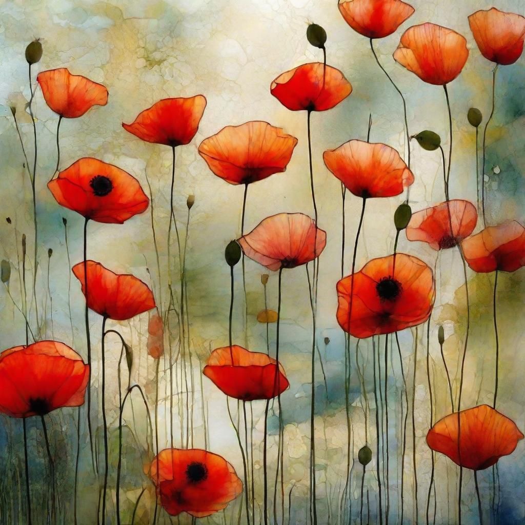 Detailed Reflections on Water in Art Brut Style