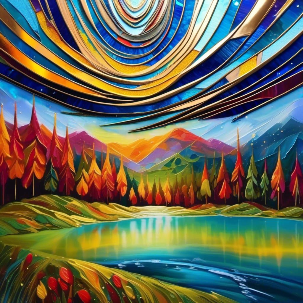 3D Stained Glass UFO in Fantasy Style