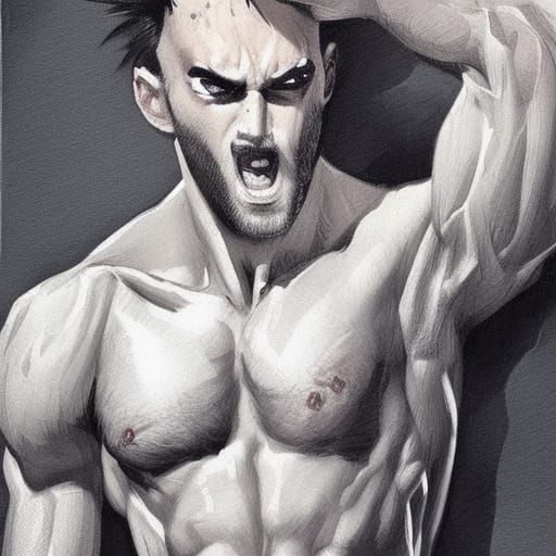 Sinister Portrait of Man in Underwear