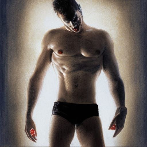 Sinister Portrait of a Man in Underwear