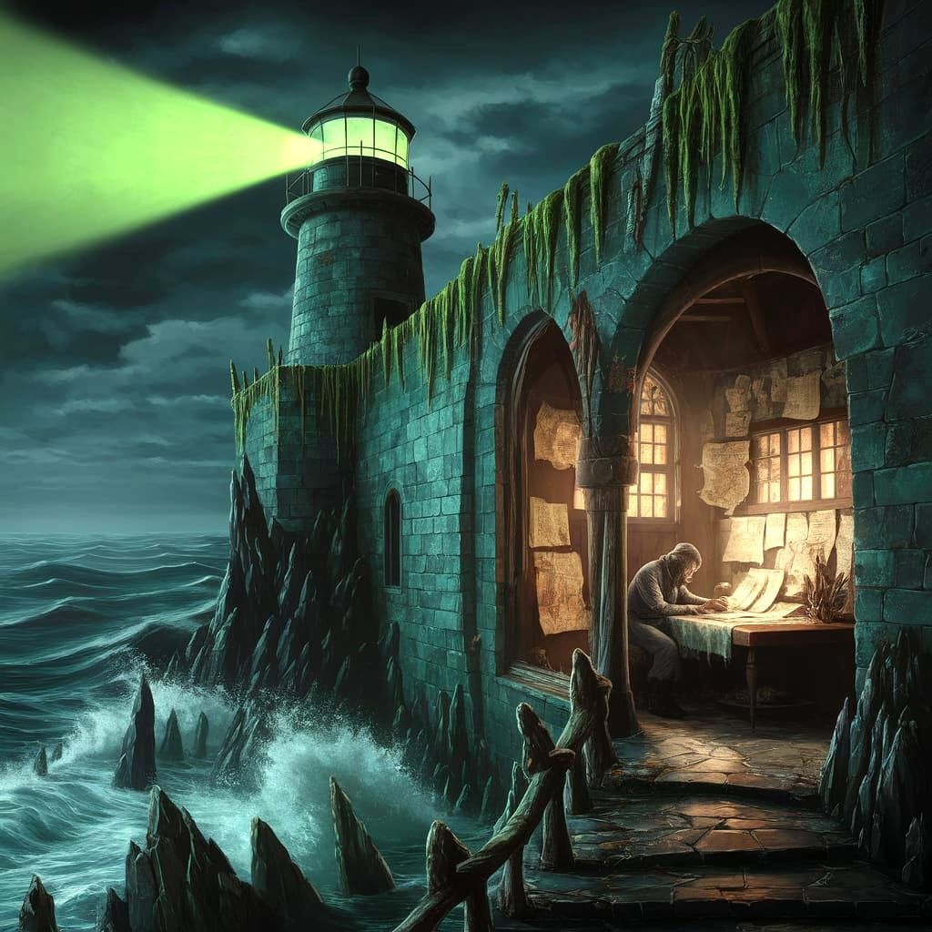 Gothic Lighthouse in Lovecraftian Horror Style