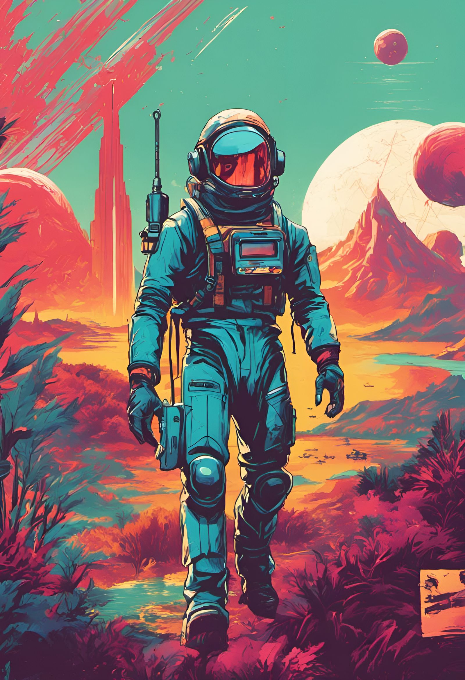 Retrofuturistic Tourism Poster: New Worlds, New Adventure