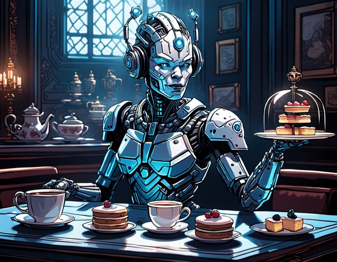 Cyborg Queen's High Tea: Epic Comic Book Art