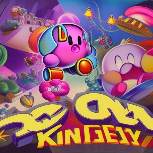 Kirby Retro Game Cover: Epic Digital Painting