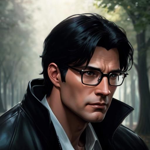 Clark Kent and Krypto in the Park: Comic Book Art