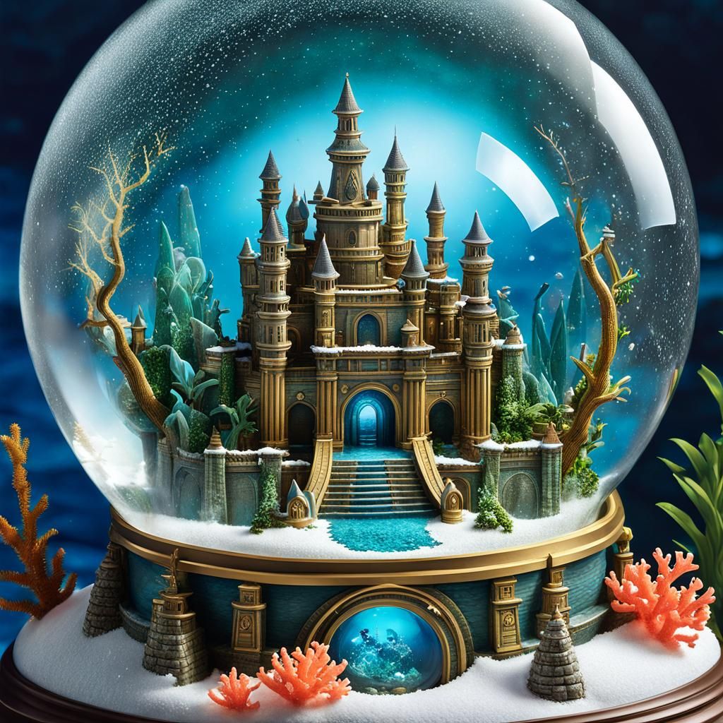 Snow globe inspired by the lost city of Atlantis