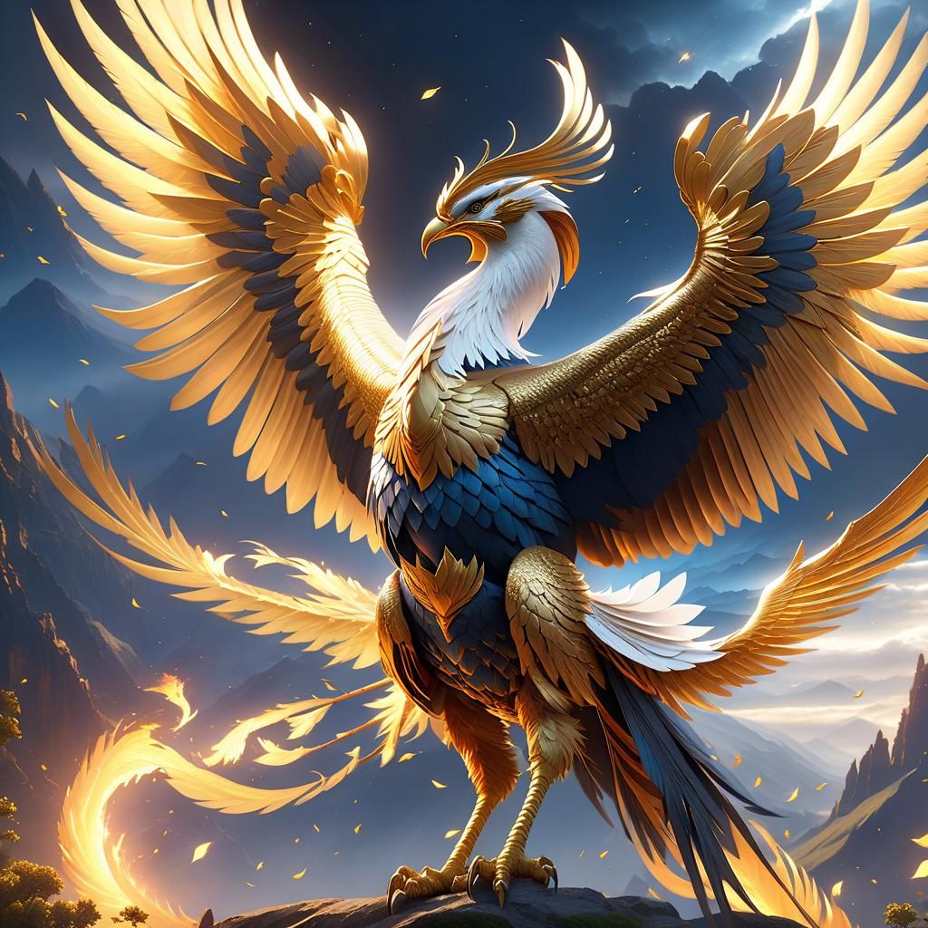 Majestic Simurgh in Mythological Landscape