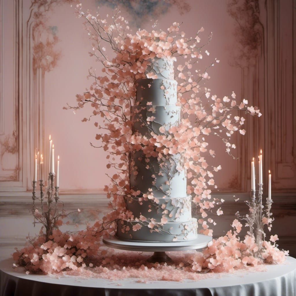 Dogwood Wedding Cake in Ballroom Photo