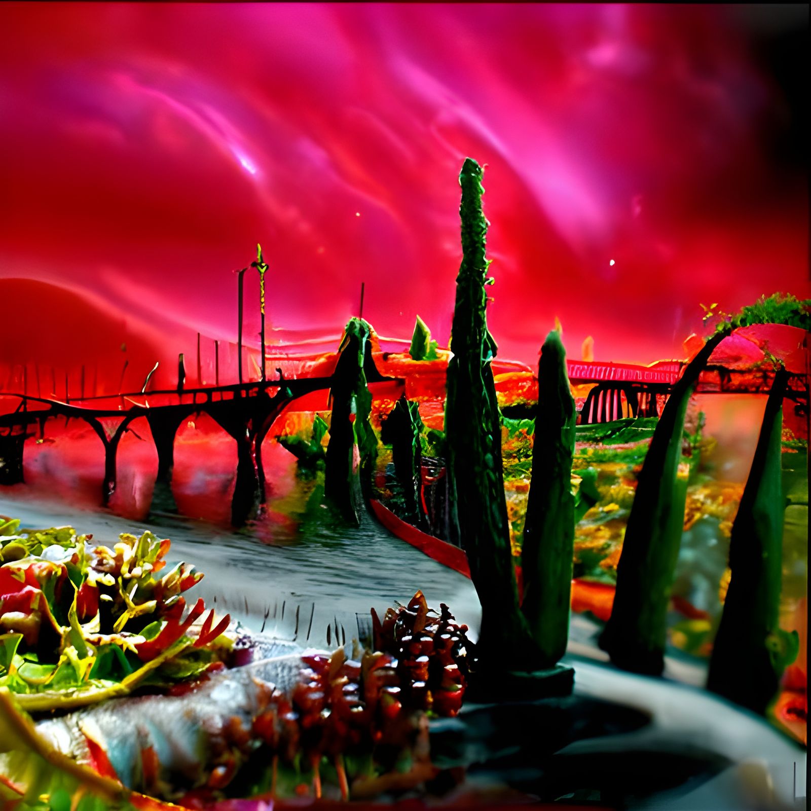 Bridge in the red wonderland