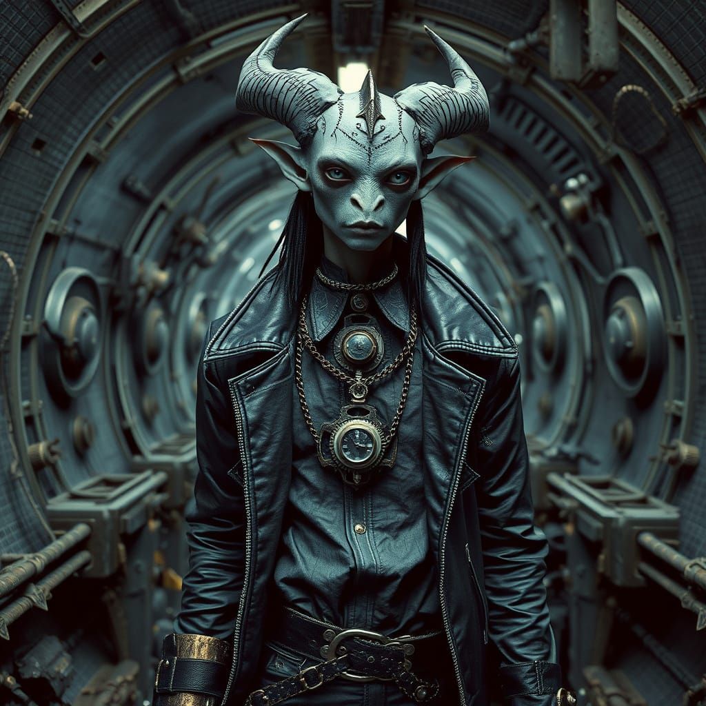 Lonely Diesel Punk Drow in Niflheim's Shadows