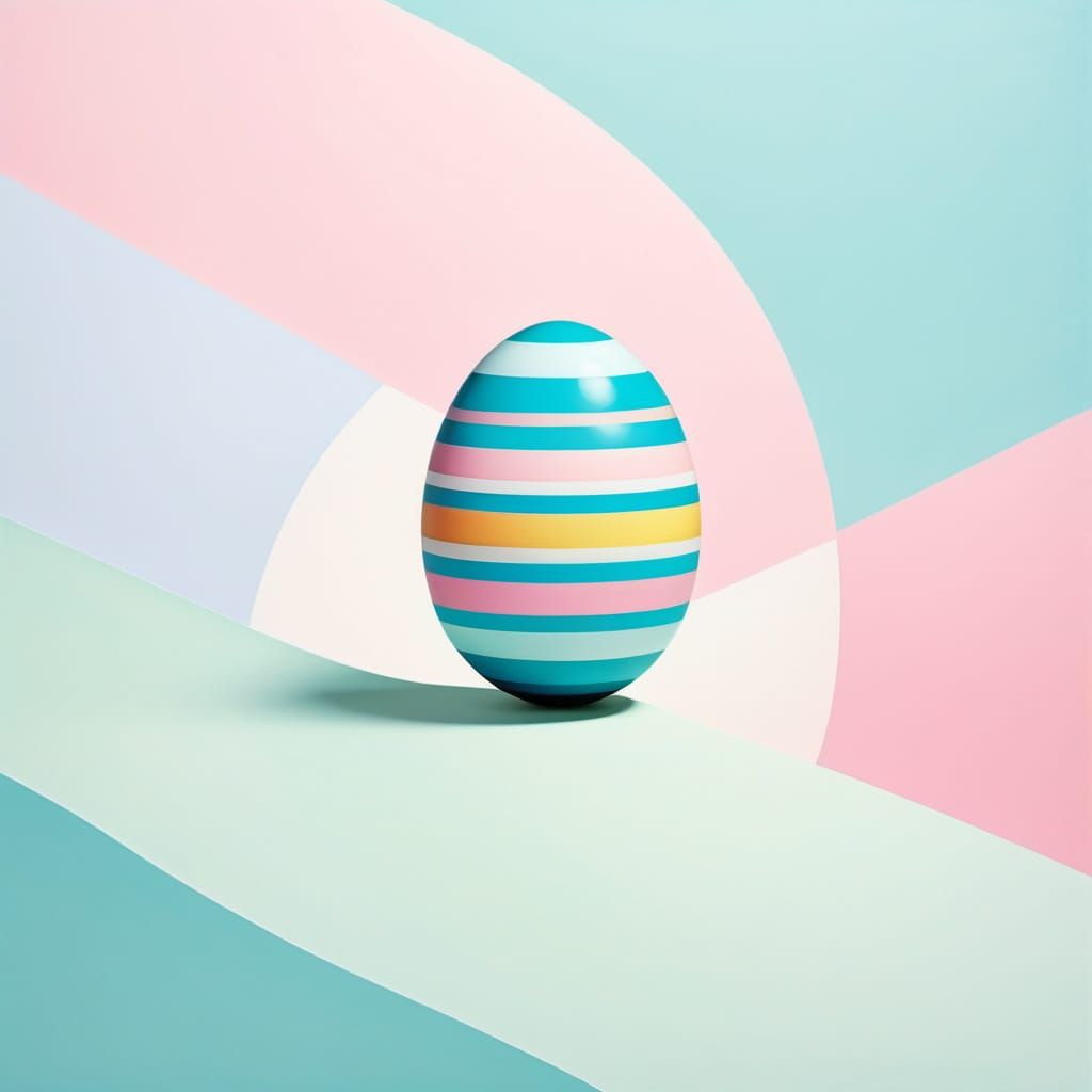 Vibrant Pastel Abstraction with Central Egg Form