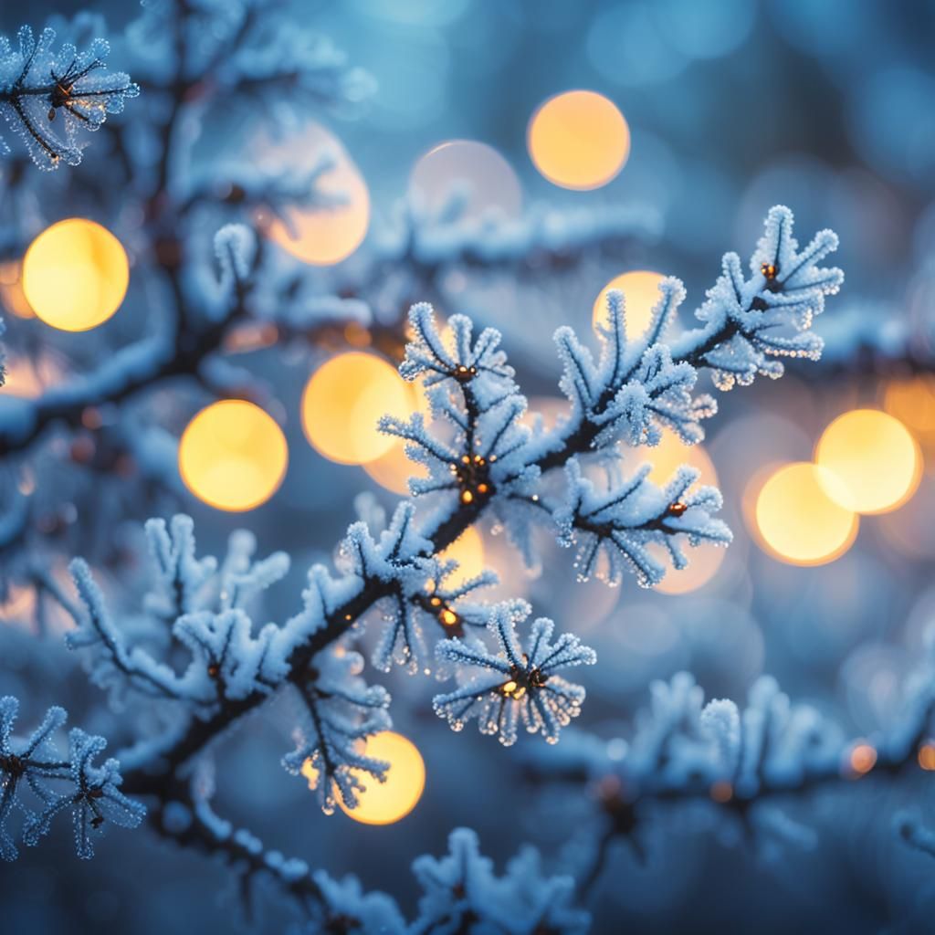 Cinematic Christmas Lights in Golden Hour Mist