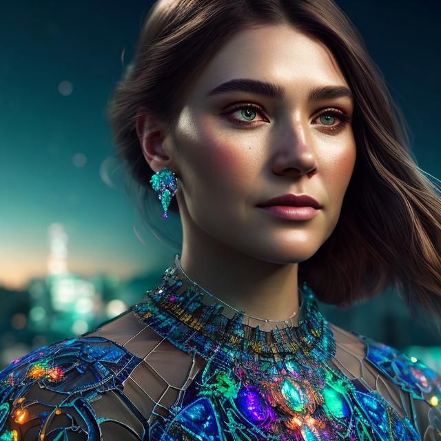 Glass Dress Portrait with Night Sky Background