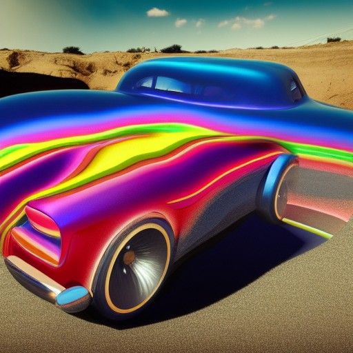 Rainbow Car Melts in Hyperrealistic Sunlight