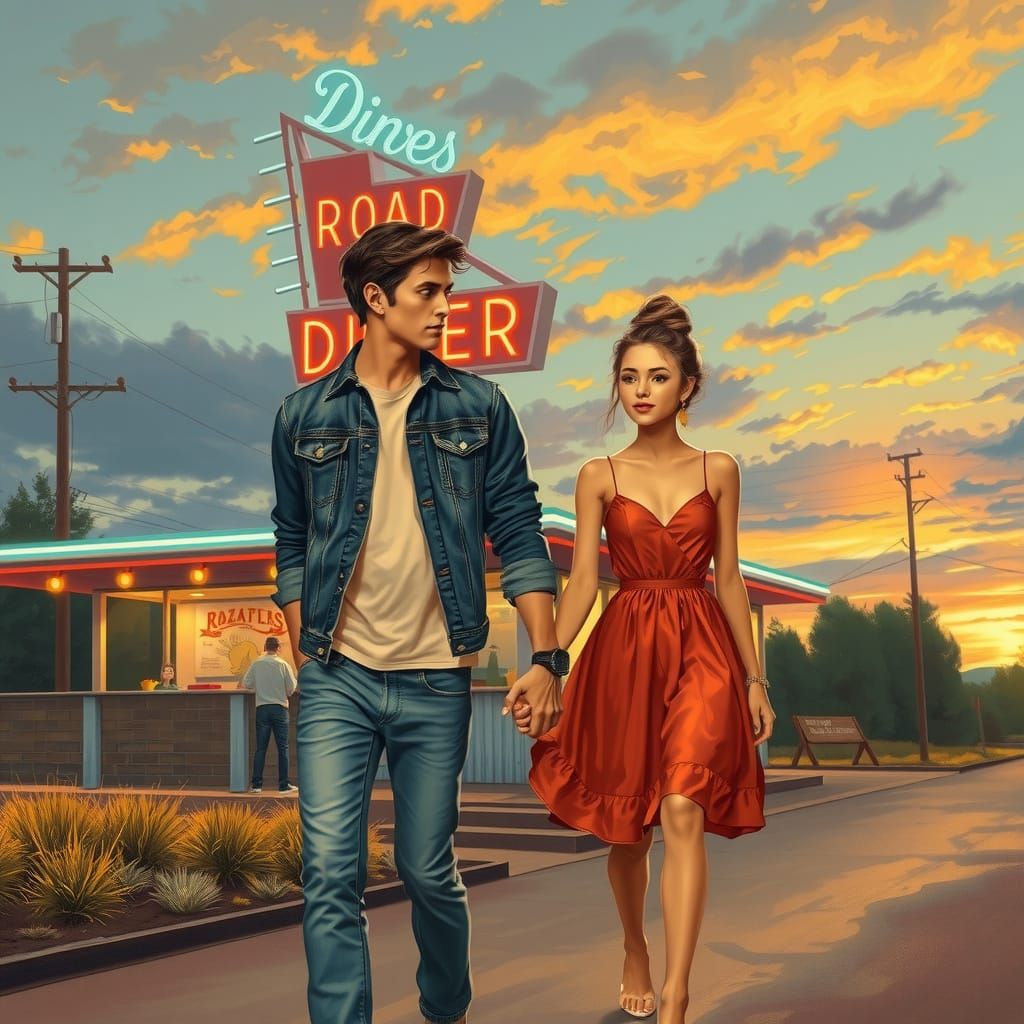 Youthful Summer Romance in Retro 1960s Roadside Diner