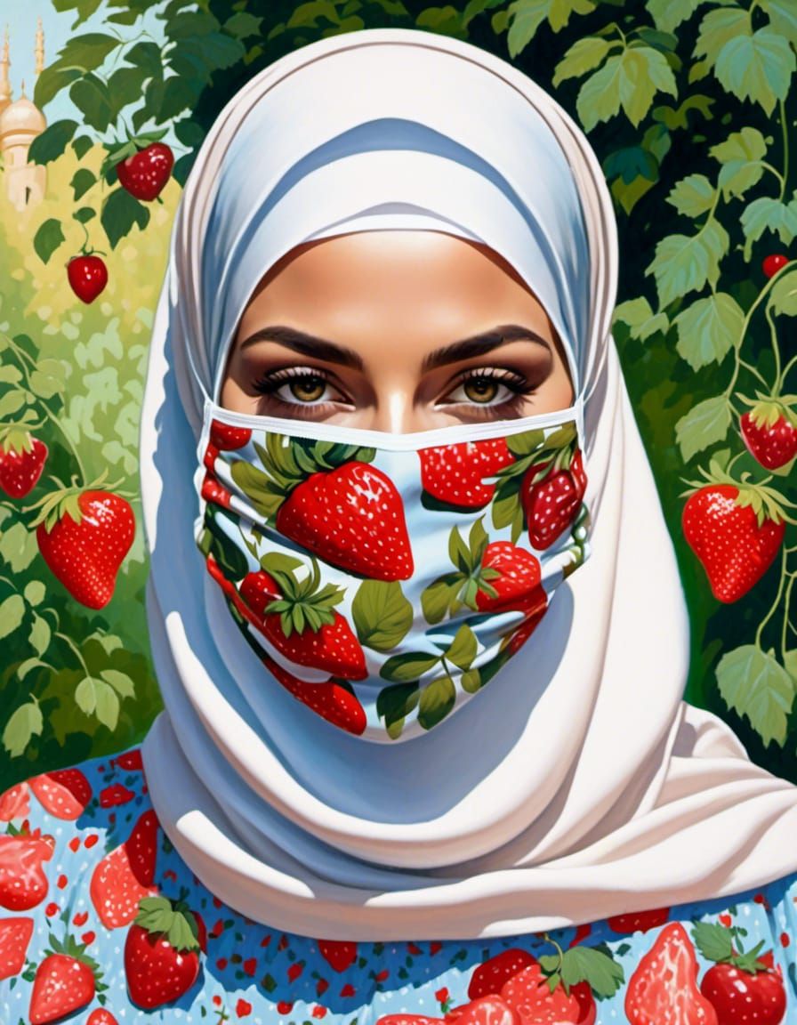 Masked Woman in Summer Garden Portrait
