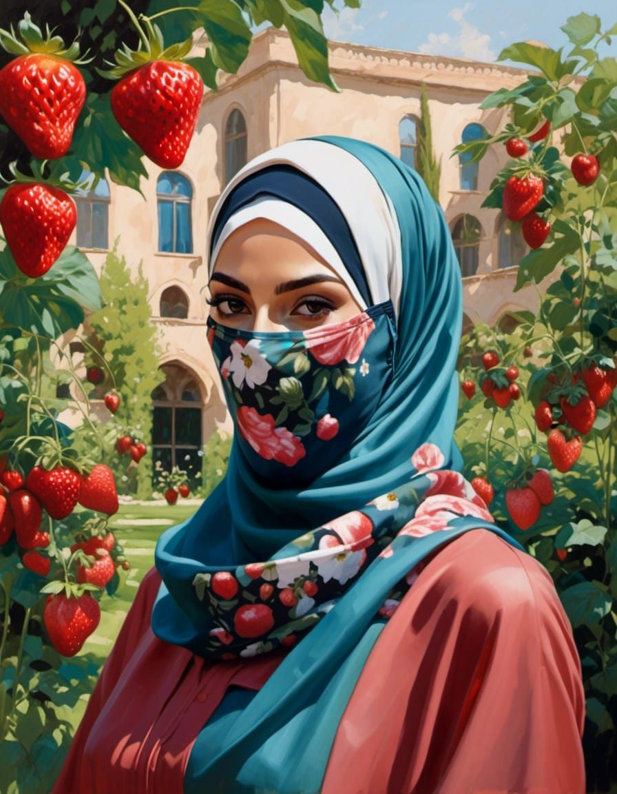 Beautiful Hijabi Woman in Summer Garden Portrait