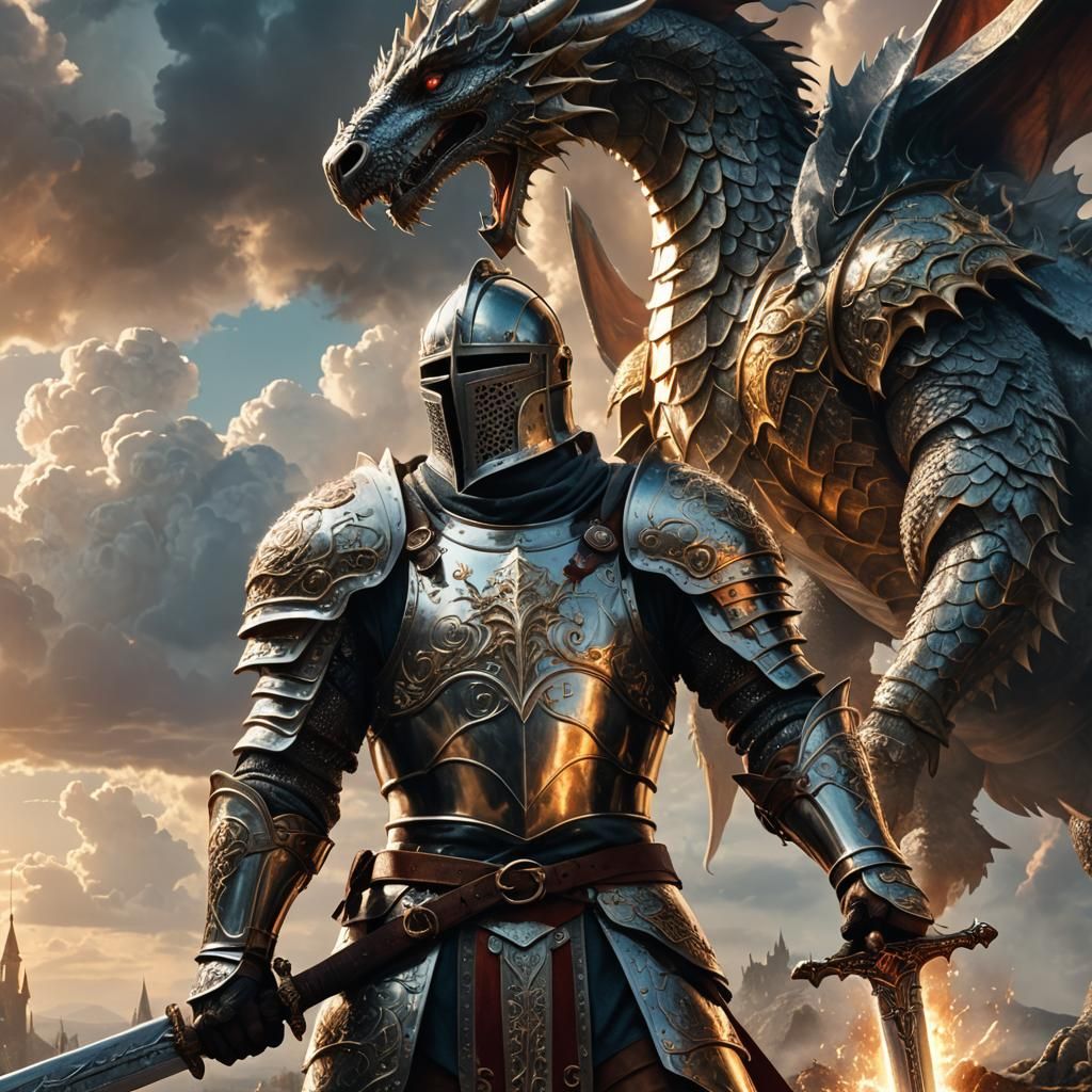Knight and Dragon in Heroic Fantasy Art