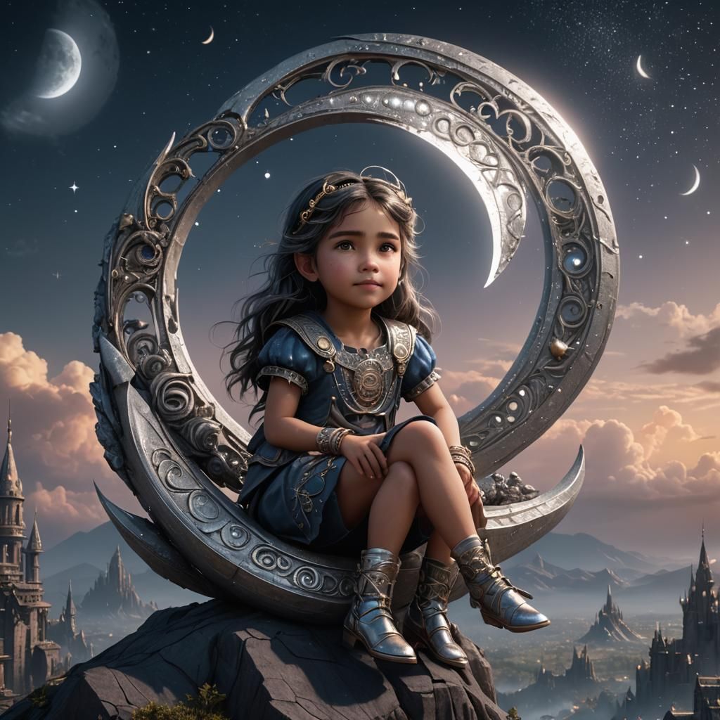 Girl on Moon: Fantasy Concept Art
