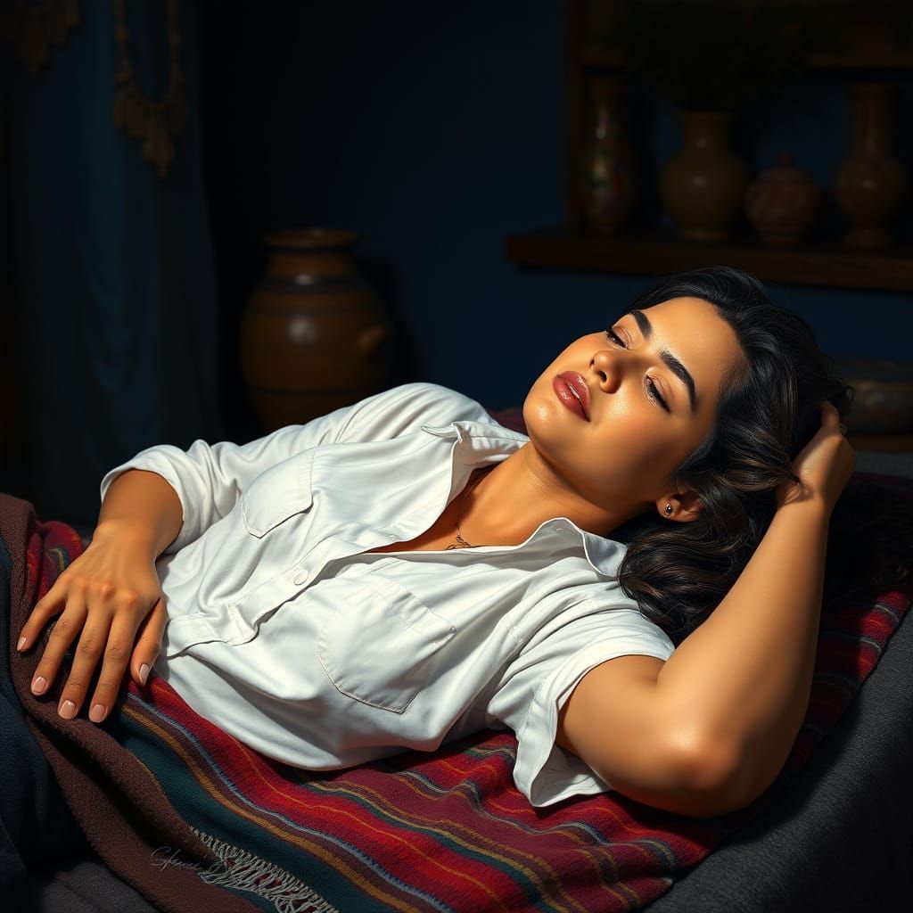 Romantic Serene Portrait of Woman Daydreaming