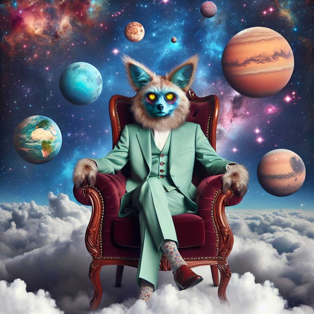 Dog-Headed Man in Space, Digital Art