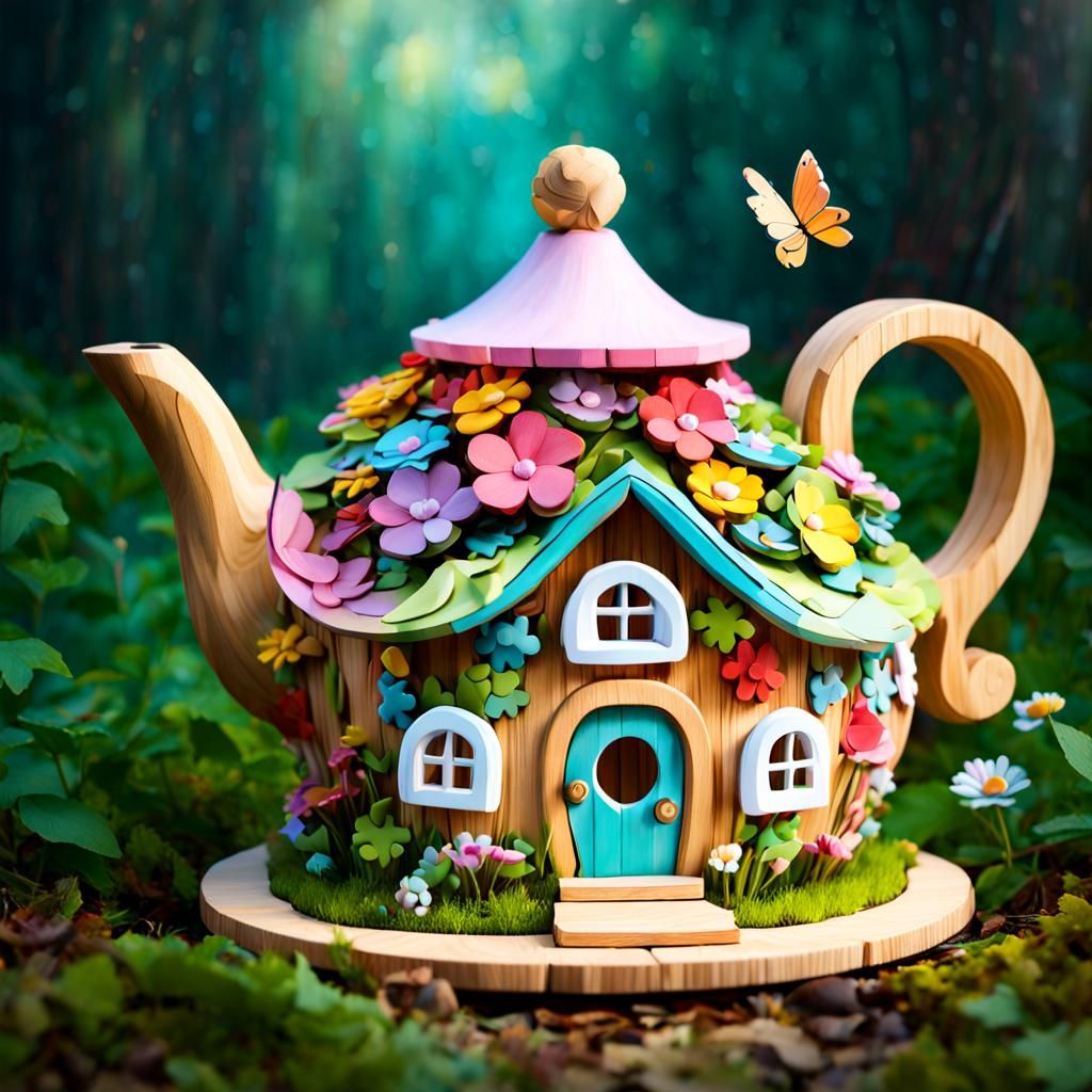 Wooden Fairy Teapot