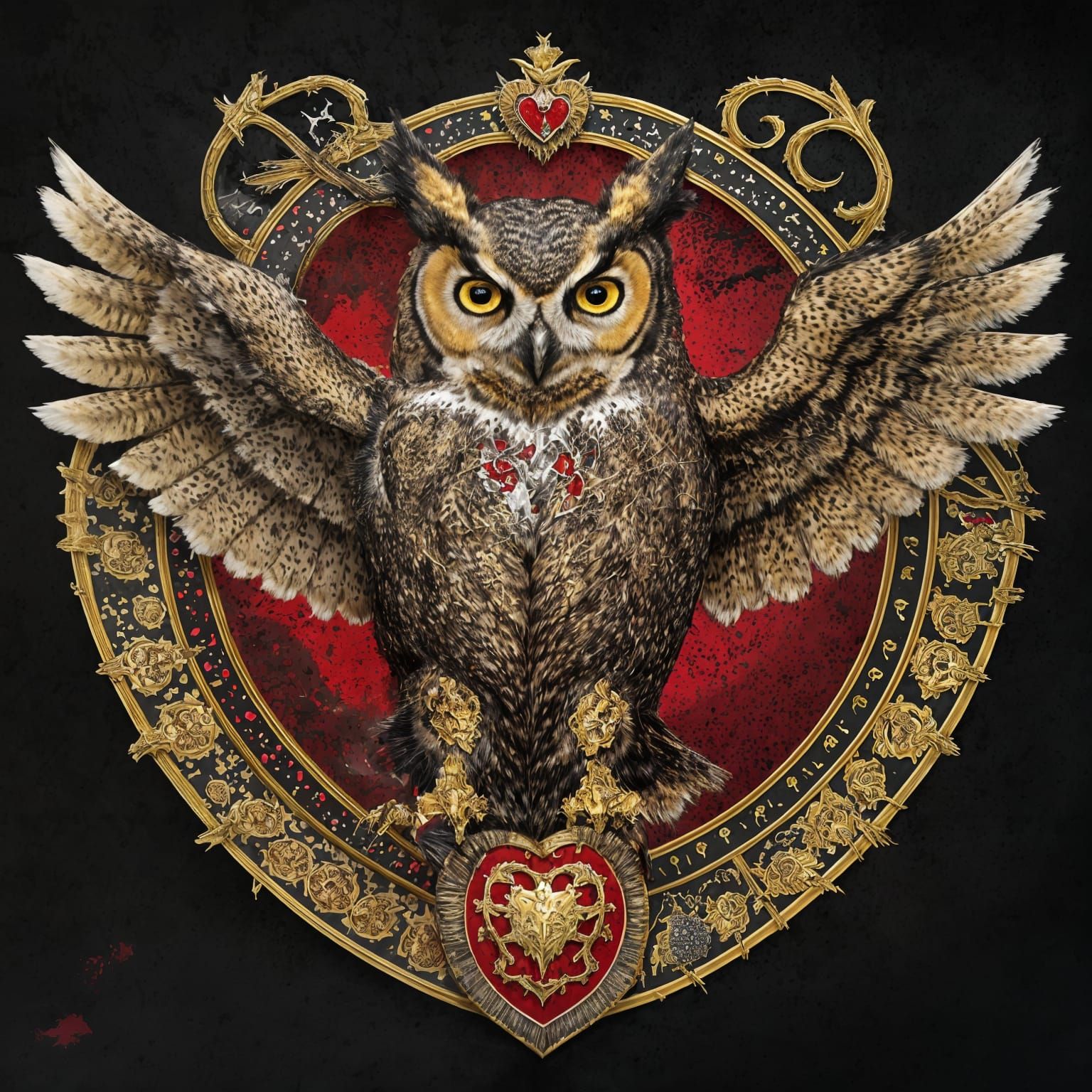 Heraldic Great Horned Owl Coat of Arms