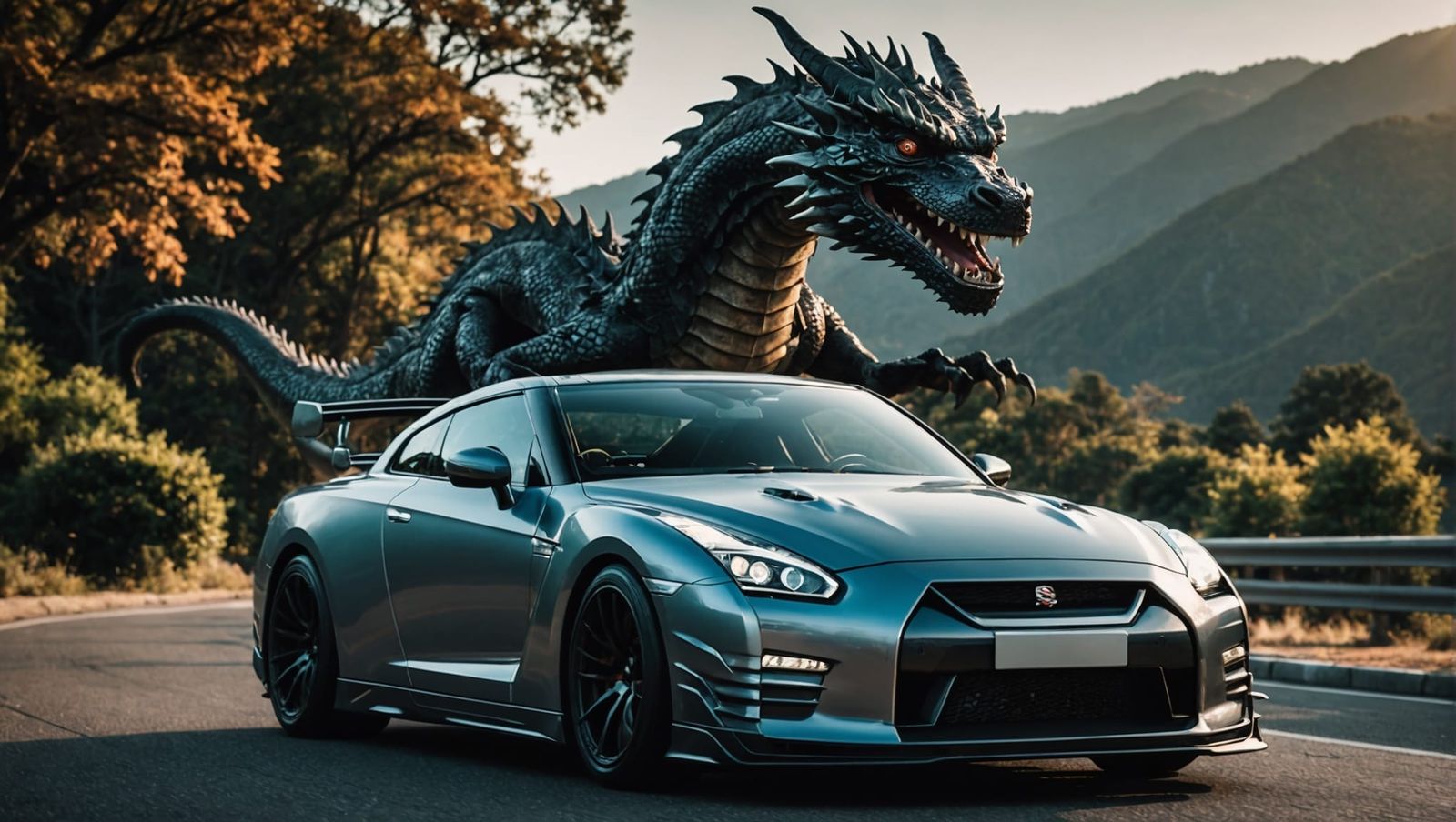 Nissan GTR R35 with Dragon in Cinematic Style