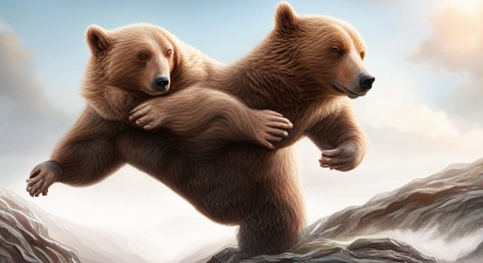 Hyperrealistic Bear Hug with Volumetric Lighting