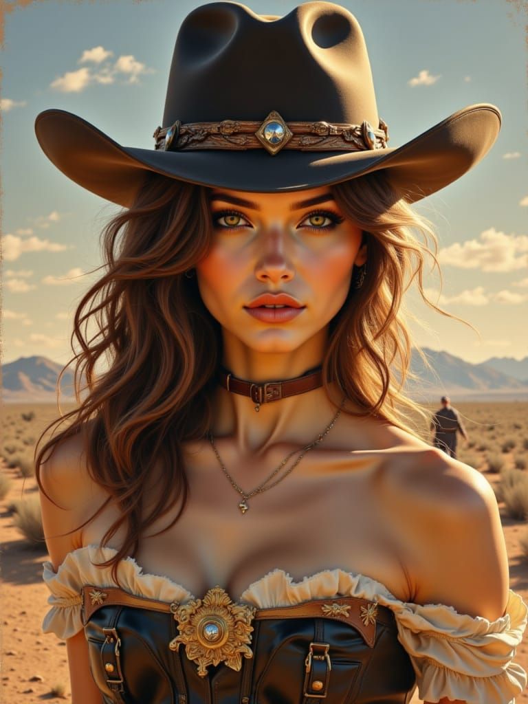 Dorian Clevenger Style: Brunette Woman in Wild West