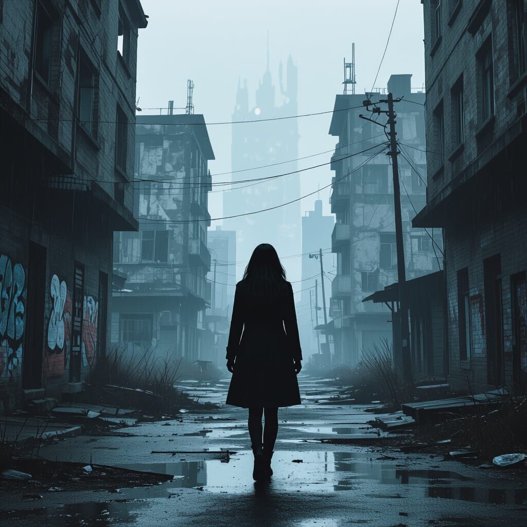 Dystopian City Walker in Cinematic Style