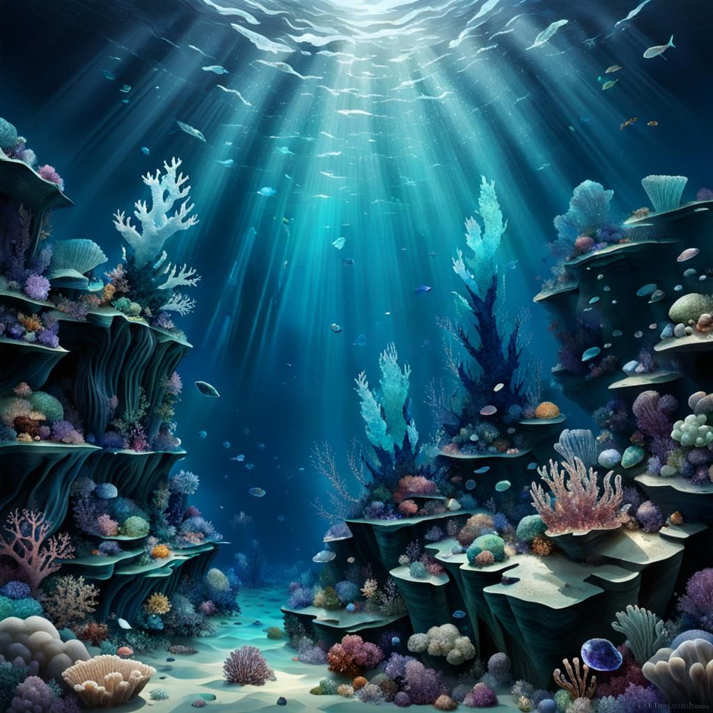 Deep Ocean Crystals Digital Art