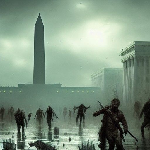 Zombie Apocalypse in Washington DC: Dark Fantasy Concept Art