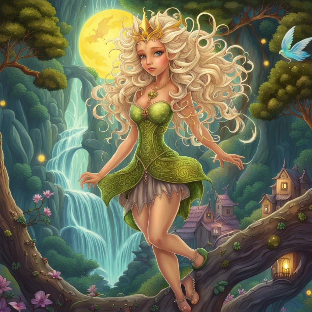 Fairy Queen in Astral Landscape, Cosmic Illustration