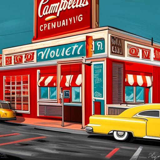 Retro 1950s Diner in Graffiti Splash Art Style