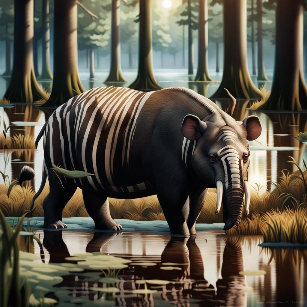 Platybelodon in Natural Habitat: Realistic Photography
