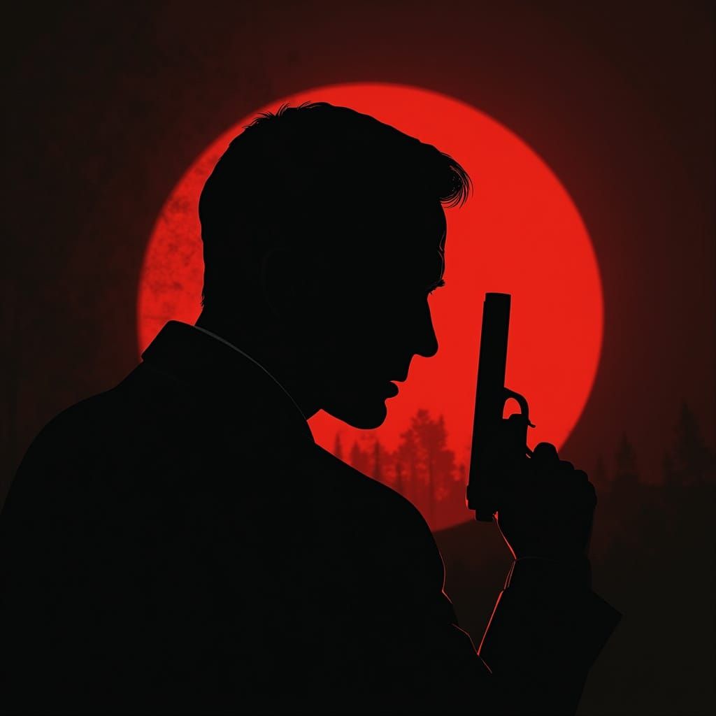 Melancholic Bond in Gritty Sunset Hues