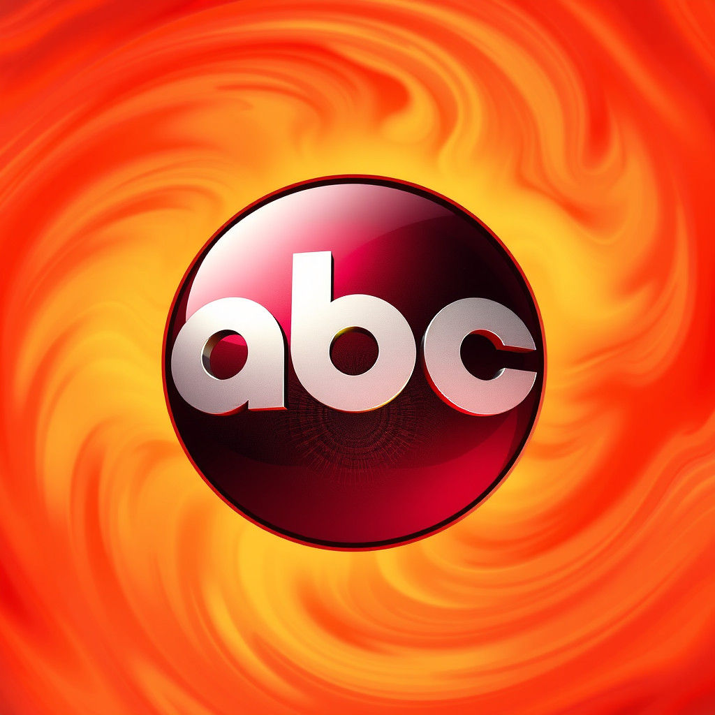 Bold ABC Logo with Metallic Sheen in Fiery Sunset