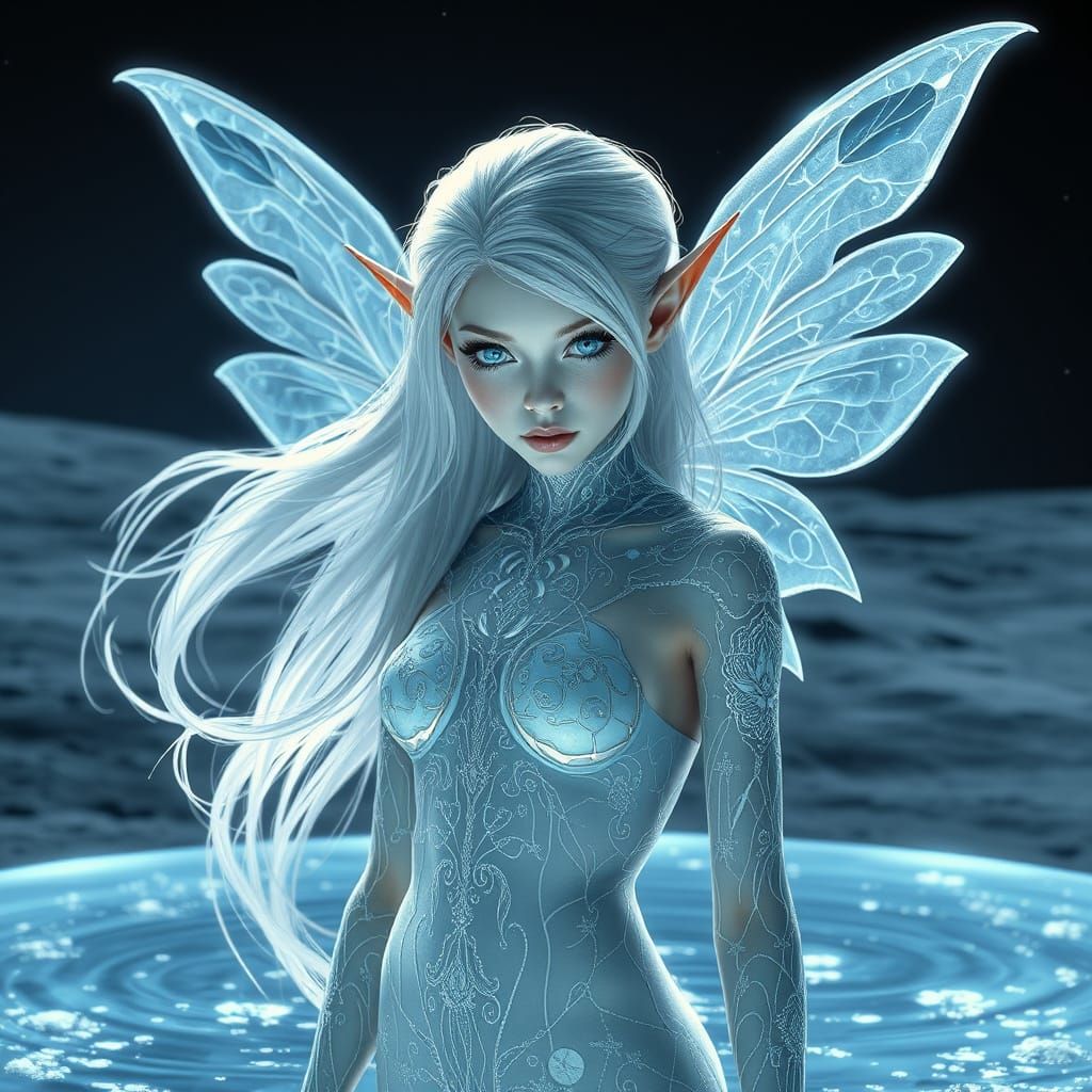 Ethereal White Fairy in Iridescent Splendor