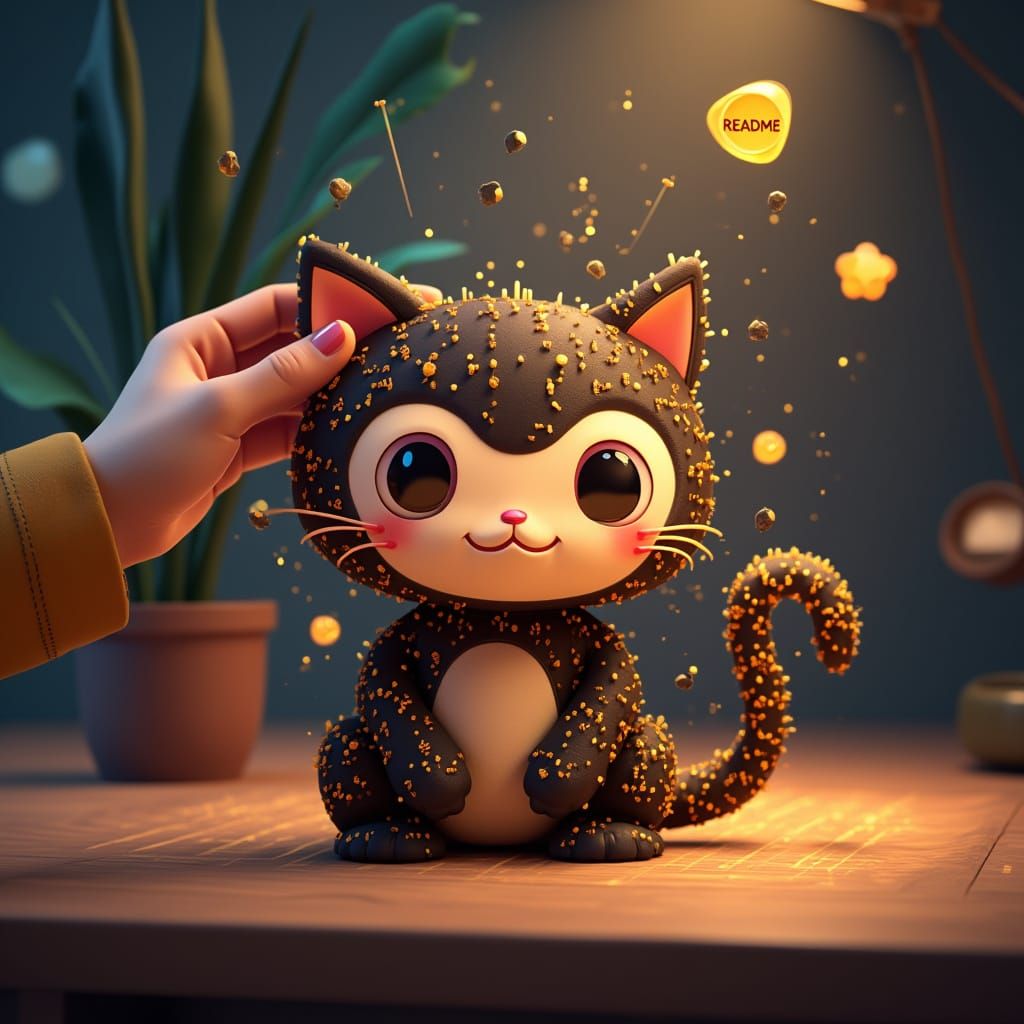 Octocat Petting in 3D Tech-Art Style