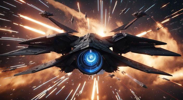 Sci-Fi Engine Exhaust with Glowing Blue Lights