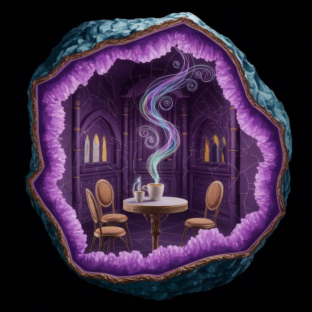 Enchanted Geode Cafe With Magical Mugs