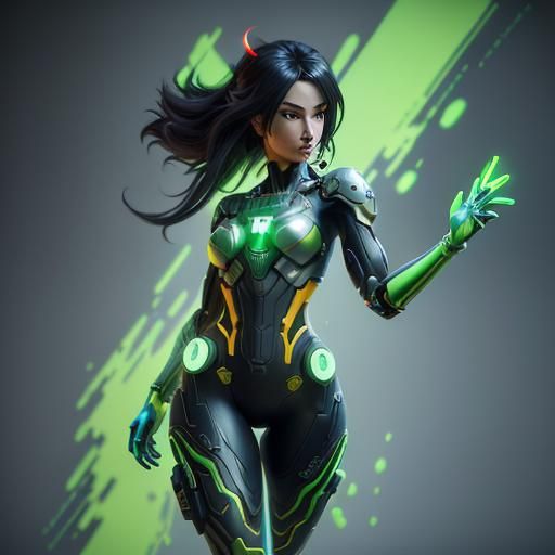 Nintendo Switch Girl in Cyberpunk Anime Style