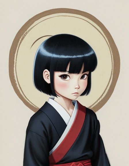 Little Samurai in Traditional Japanese Attire