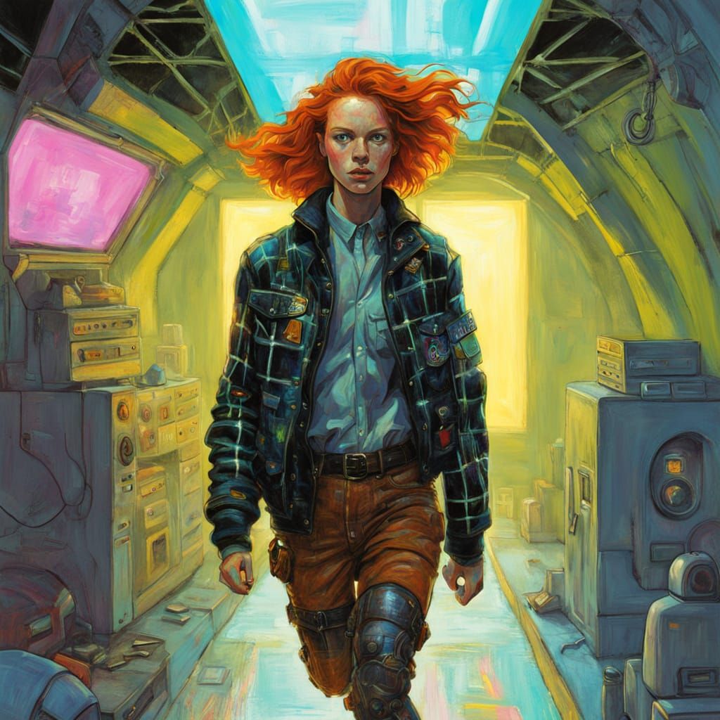Ginger Space Pilot in Retrofuturistic Haven