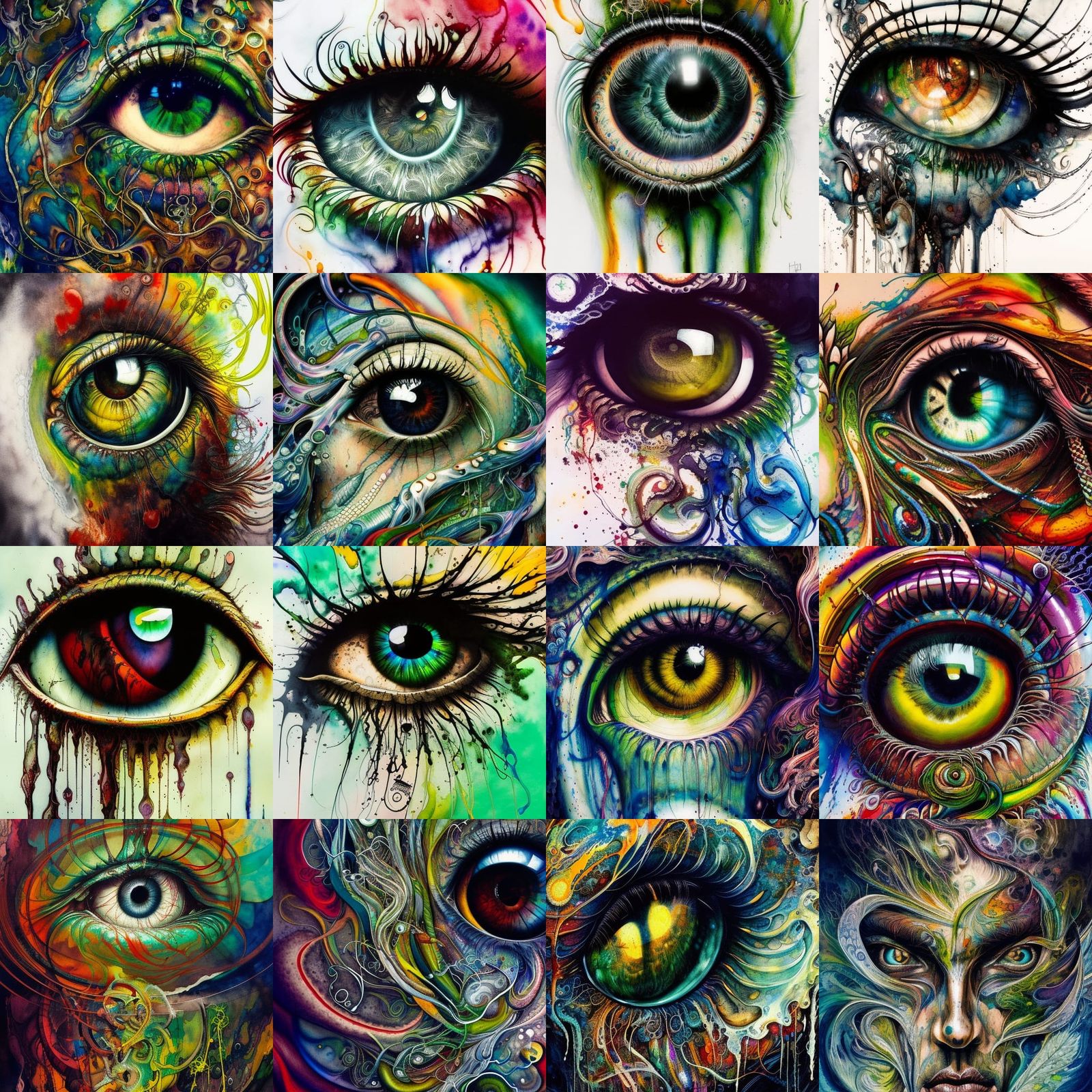 Psychedelic Eye with Marijuana Ink Flow