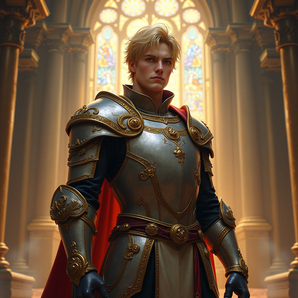Cleric-Monk in Golden Armor, High-Fantasy Art