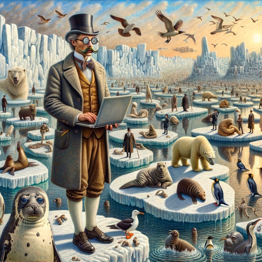 Man on Melting Ice Cap: Surreal Dreamscape
