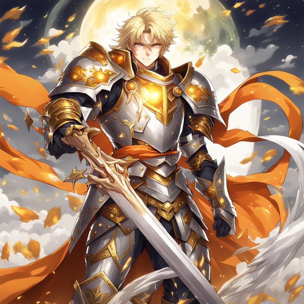 Blond Lord in Orange Armor: Anime Style