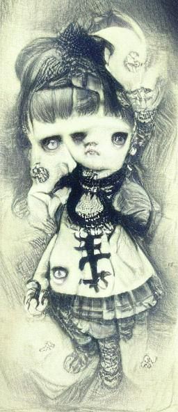 Victorian Goth Chibi in Expressionist Style